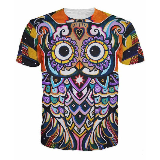 Free Shipping Fashion Style T-shirts 3D Printed Psychedelic Animation Owl Men Women Summer Tops O-Neck Anime T Shirt Homme - Stacey's Selections