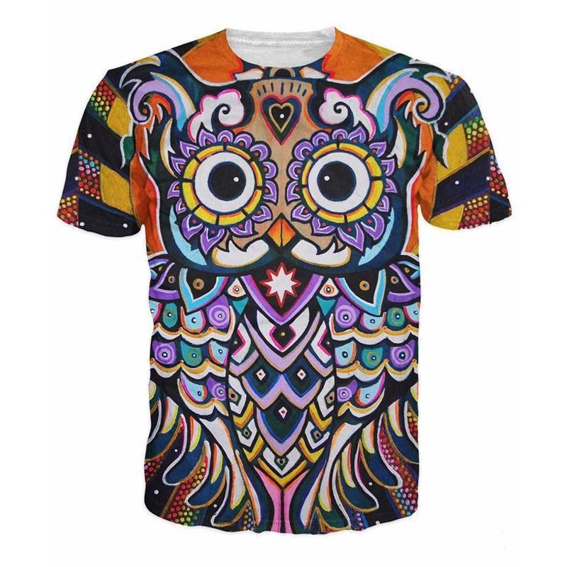 Free Shipping Fashion Style T-shirts 3D Printed Psychedelic Animation Owl Men Women Summer Tops O-Neck Anime T Shirt Homme - Stacey's Selections