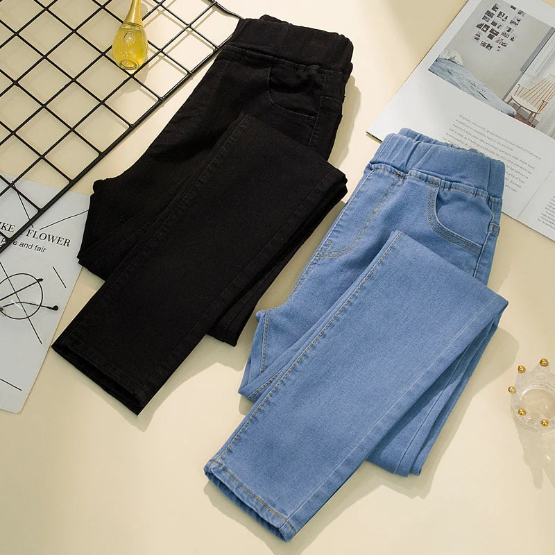 New Elastic waist Woman Vintage Boyfriend Jeans Slim Was Thin Clothes S-6XL Full Length Mom Denim Trousers Vaqueros Mujer