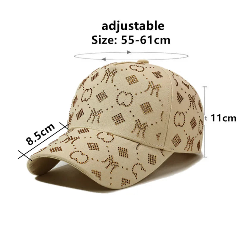 Snapback Cap Spring Cotton Baseball Caps For Women Diamond Studded Hard Top Fashion Sports Cap Golf Cap Party Hats Women's Hat