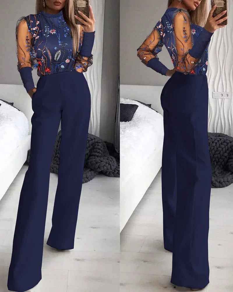 Sexy Ladies Off Shoulder Wide Leg Jumpsuit Fashion Hot Drill Long Sleeve Slim Romper 2025 Women Solid Color Jumpsuit