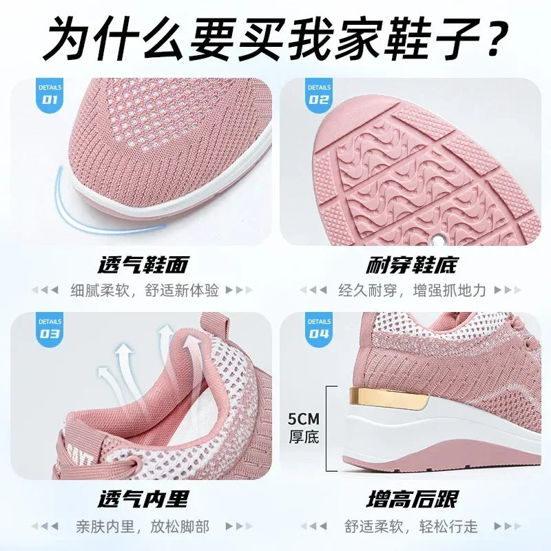 Women’s Breathable Orthopedic Sneakers Lightweight Arch Support Running Shoes Wedge Non Slip Outdoor Gym Workout Walking