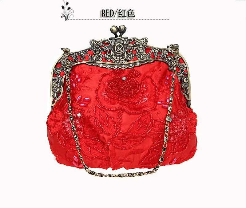 2025 New Vintage Beaded Evening Bag Embroidered Bag Diamond Sequined Clutch Hand Bag Bride Bag