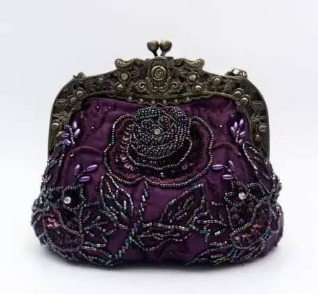 2025 New Vintage Beaded Evening Bag Embroidered Bag Diamond Sequined Clutch Hand Bag Bride Bag