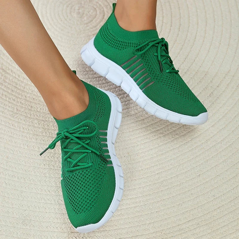 Mesh Breathable Soft Sole Sneakers Women Lightweight Non-Slip Running Walking Shoes Woman Spring Casual Lace Up Flats Shoes