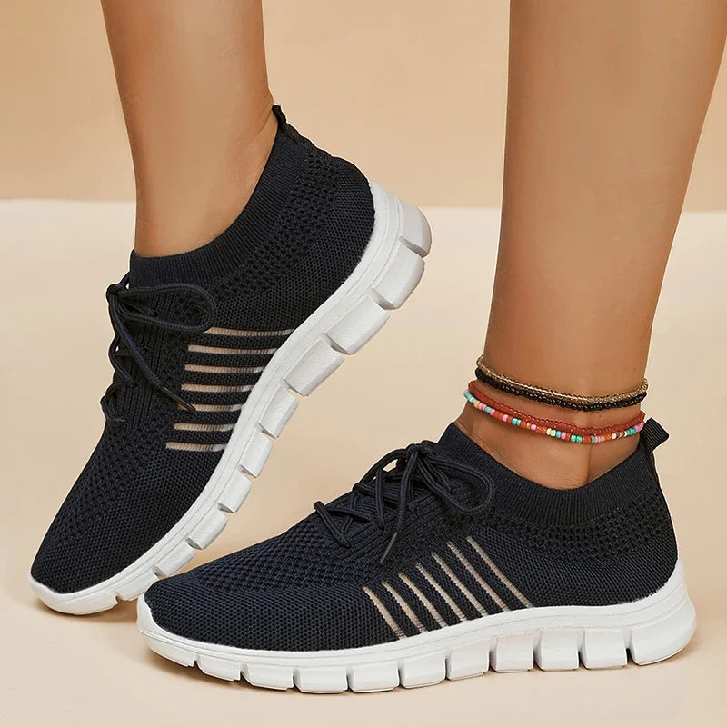 Mesh Breathable Soft Sole Sneakers Women Lightweight Non-Slip Running Walking Shoes Woman Spring Casual Lace Up Flats Shoes