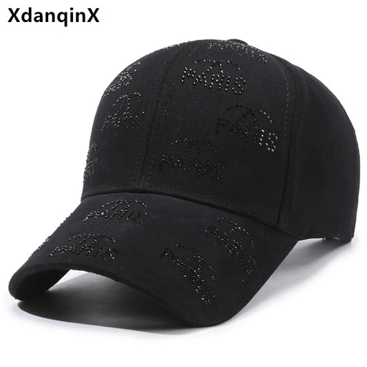 Cotton Hardtop Baseball Caps For Women Fashion Personality Diamond Studded Hip Hop Party Hats Golf Cap Snapback Cap Women's Hat