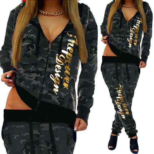 ZOGAA spring new 2 piece set women fashion clothing women Casual camouflage street style  sweatsuits for women Plus S-3XL