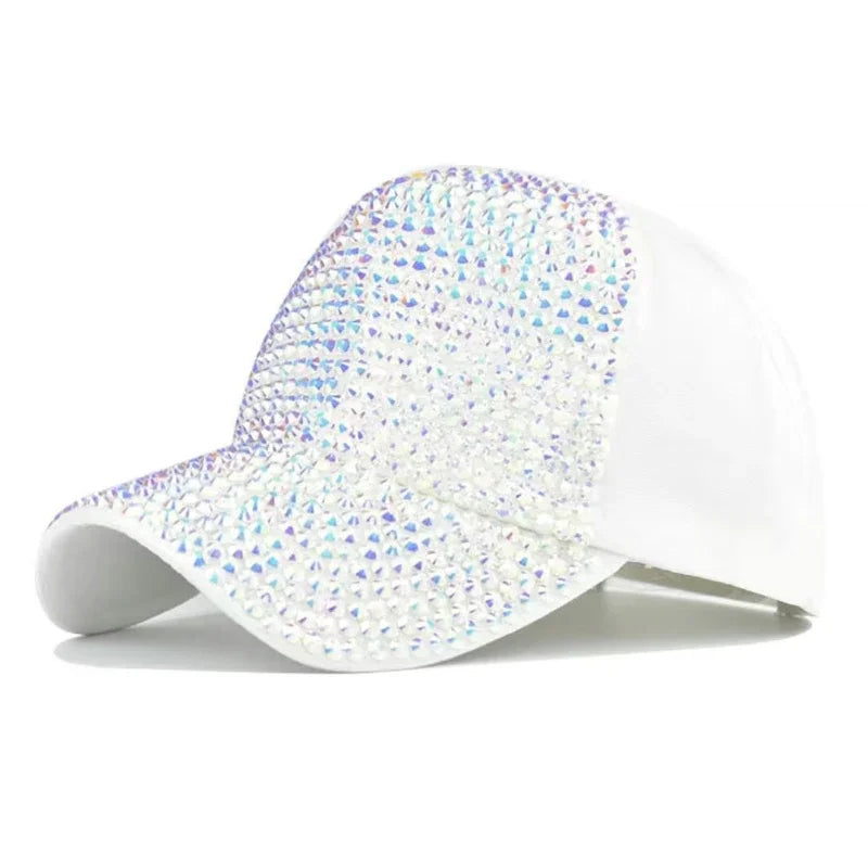 Women's fashionable diamond studded summer baseball cap, trendy for outings, sun shading and sun protection