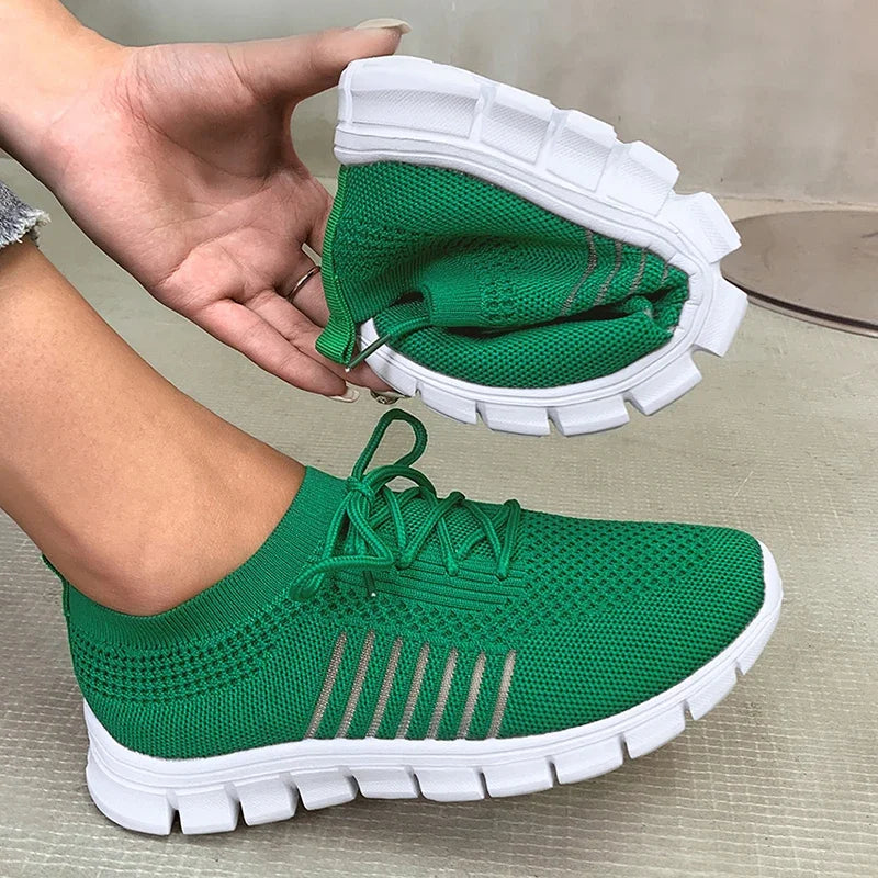 Mesh Breathable Soft Sole Sneakers Women Lightweight Non-Slip Running Walking Shoes Woman Spring Casual Lace Up Flats Shoes