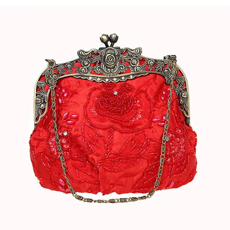 2025 New Vintage Beaded Evening Bag Embroidered Bag Diamond Sequined Clutch Hand Bag Bride Bag