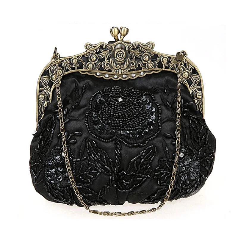 2025 New Vintage Beaded Evening Bag Embroidered Bag Diamond Sequined Clutch Hand Bag Bride Bag