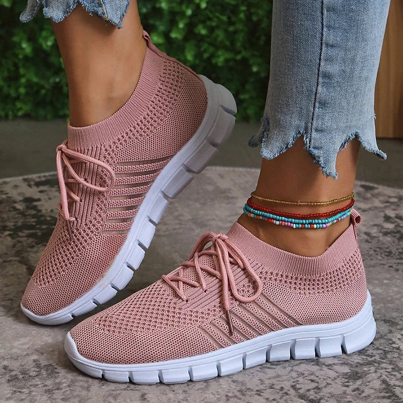 Mesh Breathable Soft Sole Sneakers Women Lightweight Non-Slip Running Walking Shoes Woman Spring Casual Lace Up Flats Shoes