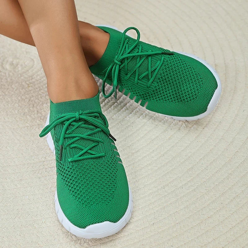 Mesh Breathable Soft Sole Sneakers Women Lightweight Non-Slip Running Walking Shoes Woman Spring Casual Lace Up Flats Shoes