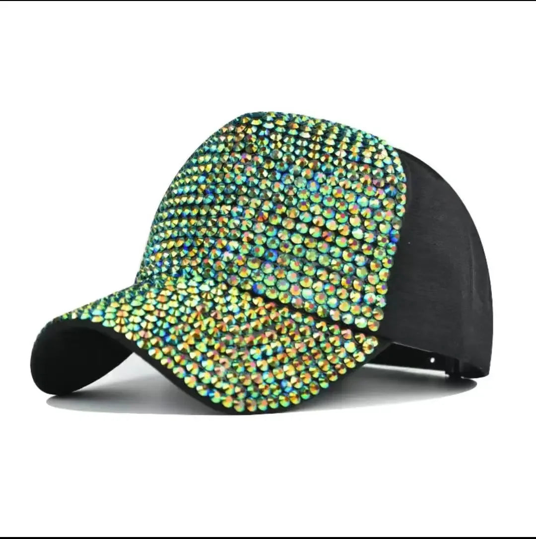 Women's fashionable diamond studded summer baseball cap, trendy for outings, sun shading and sun protection