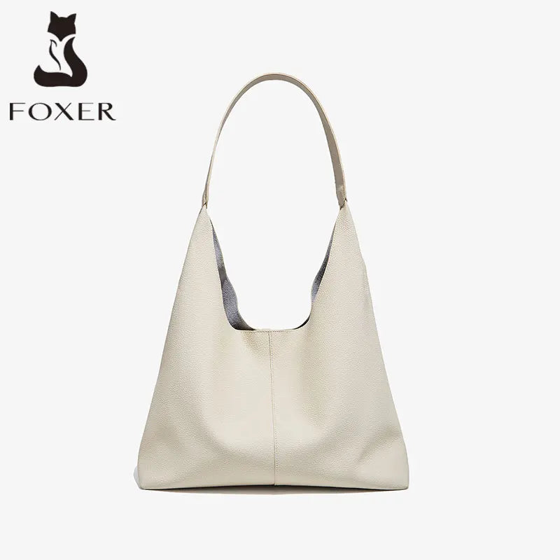 FOXER 2025 Fashion Split Leather Handbag Women Underarm Bag Tote Spring-Summer Lady Large Casual Hobo Shoulder Bag Pefect Gift