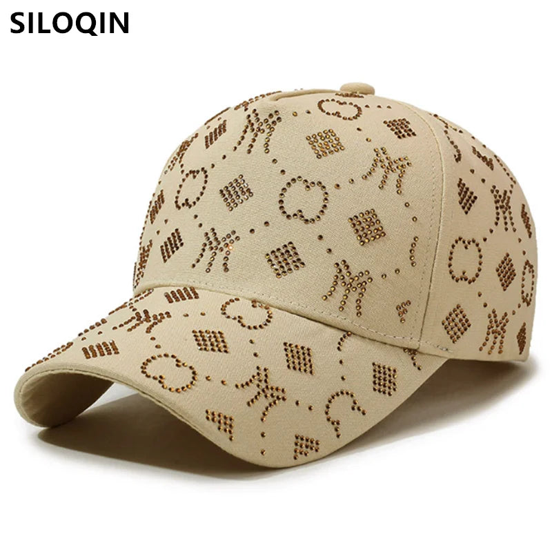 Snapback Cap Spring Cotton Baseball Caps For Women Diamond Studded Hard Top Fashion Sports Cap Golf Cap Party Hats Women's Hat