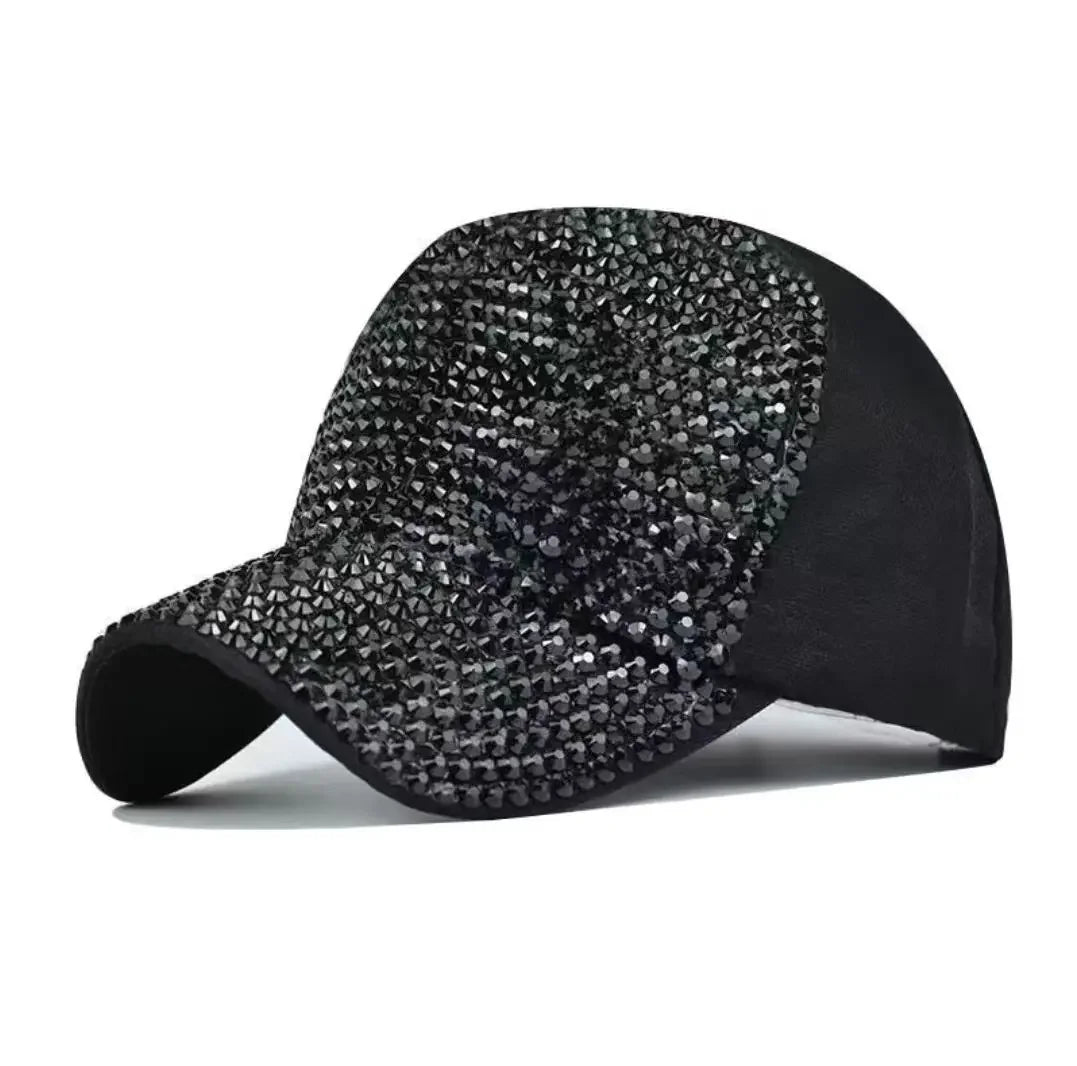 Women's fashionable diamond studded summer baseball cap, trendy for outings, sun shading and sun protection