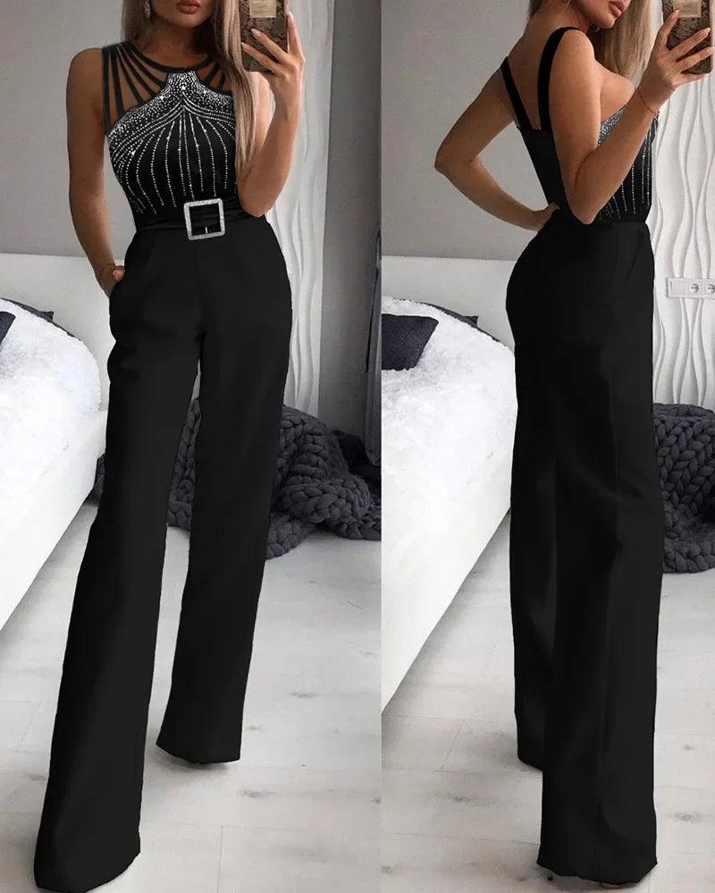 Sexy Ladies Off Shoulder Wide Leg Jumpsuit Fashion Hot Drill Long Sleeve Slim Romper 2025 Women Solid Color Jumpsuit