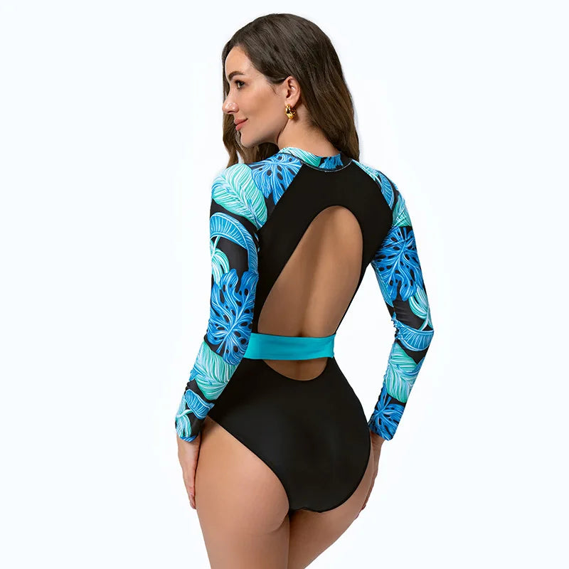 Woman Swimsuit Long-Sleeve Quick Dry Surfing Suit Adult Diving Clothes One-Piece Bathing Suit Women‘s Swimwear