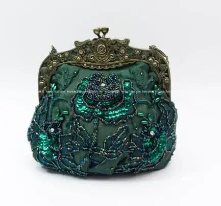 2025 New Vintage Beaded Evening Bag Embroidered Bag Diamond Sequined Clutch Hand Bag Bride Bag