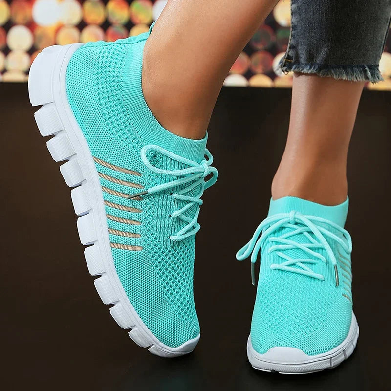 Mesh Breathable Soft Sole Sneakers Women Lightweight Non-Slip Running Walking Shoes Woman Spring Casual Lace Up Flats Shoes