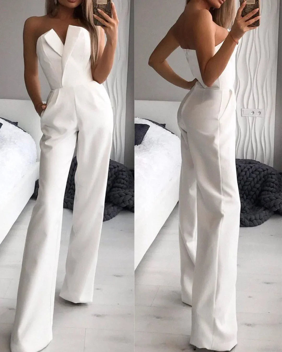 Sexy Ladies Off Shoulder Wide Leg Jumpsuit Fashion Hot Drill Long Sleeve Slim Romper 2025 Women Solid Color Jumpsuit