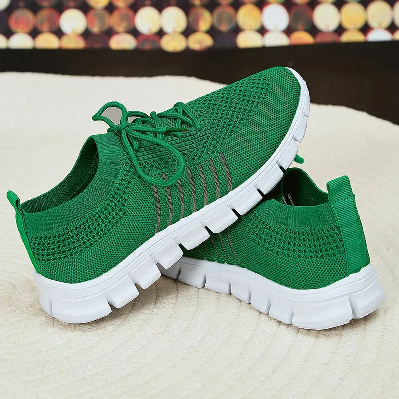 Mesh Breathable Soft Sole Sneakers Women Lightweight Non-Slip Running Walking Shoes Woman Spring Casual Lace Up Flats Shoes