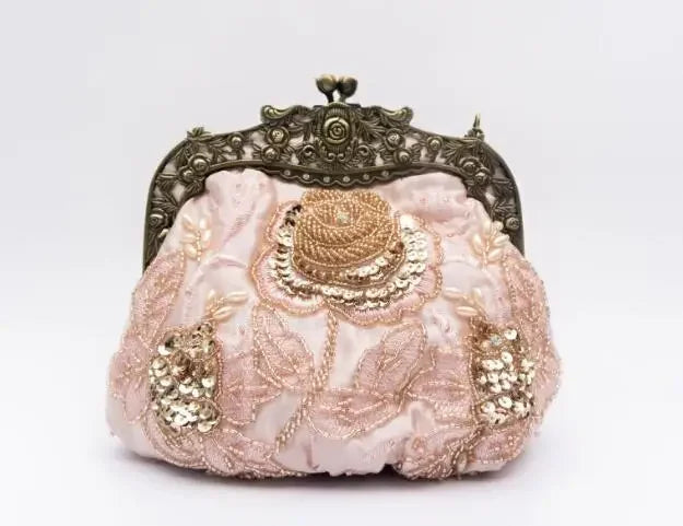 2025 New Vintage Beaded Evening Bag Embroidered Bag Diamond Sequined Clutch Hand Bag Bride Bag