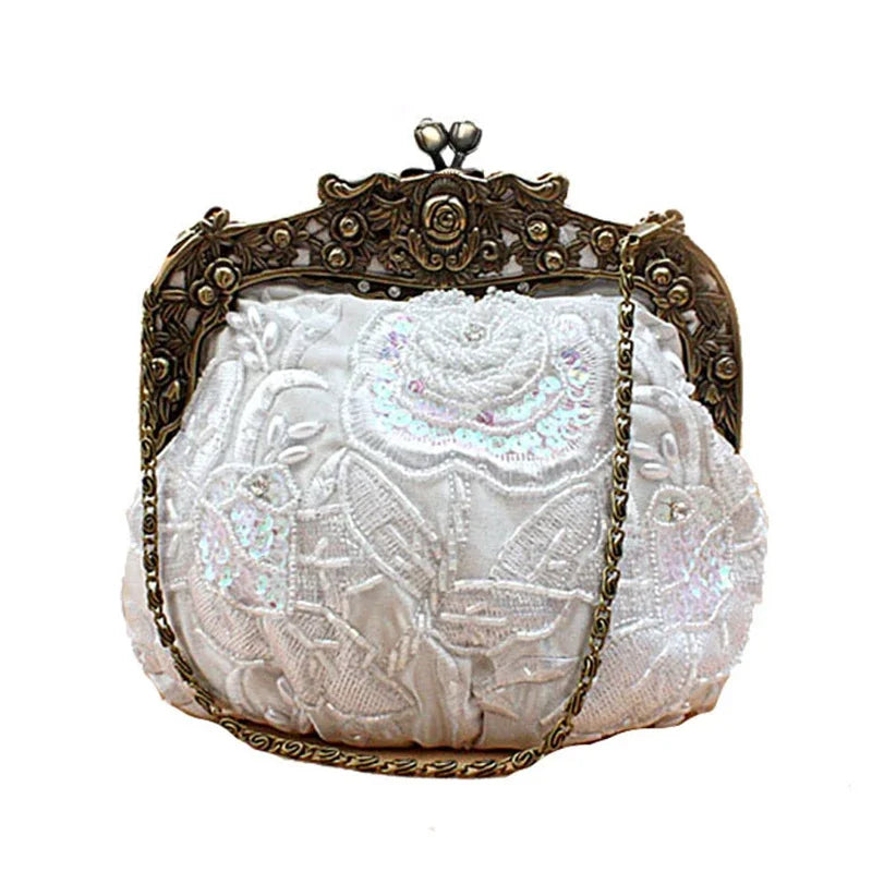 2025 New Vintage Beaded Evening Bag Embroidered Bag Diamond Sequined Clutch Hand Bag Bride Bag