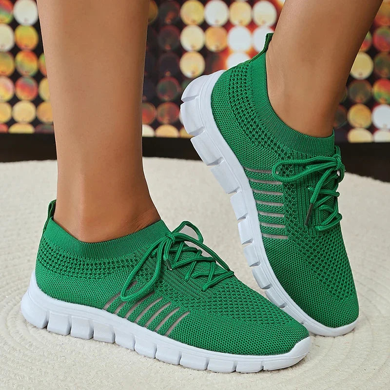 Mesh Breathable Soft Sole Sneakers Women Lightweight Non-Slip Running Walking Shoes Woman Spring Casual Lace Up Flats Shoes