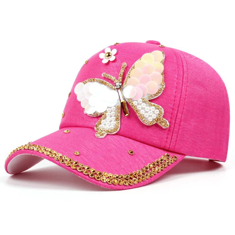 American Style Butterfly Dragonfly Fashion Ethos All-in-One Cap With Diamond-Studded Denim Adult Baseball Cap